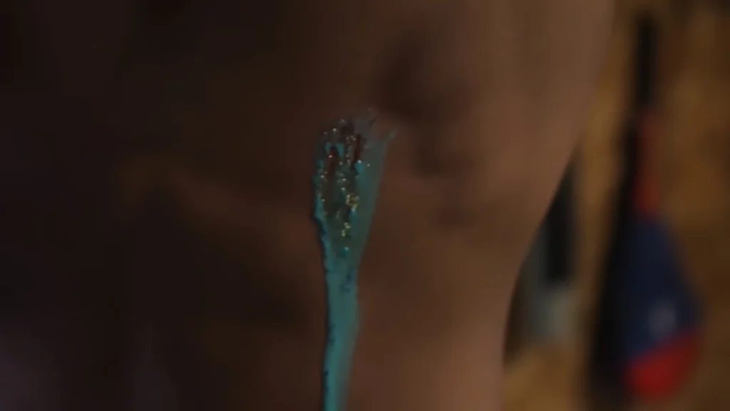 A paintball hit leaving a mark, showing how much paintballs hurt