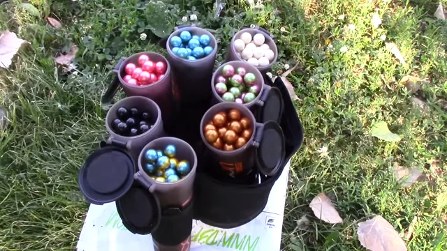 Standard .68 caliber paintballs made of gelatin and water-based dye
