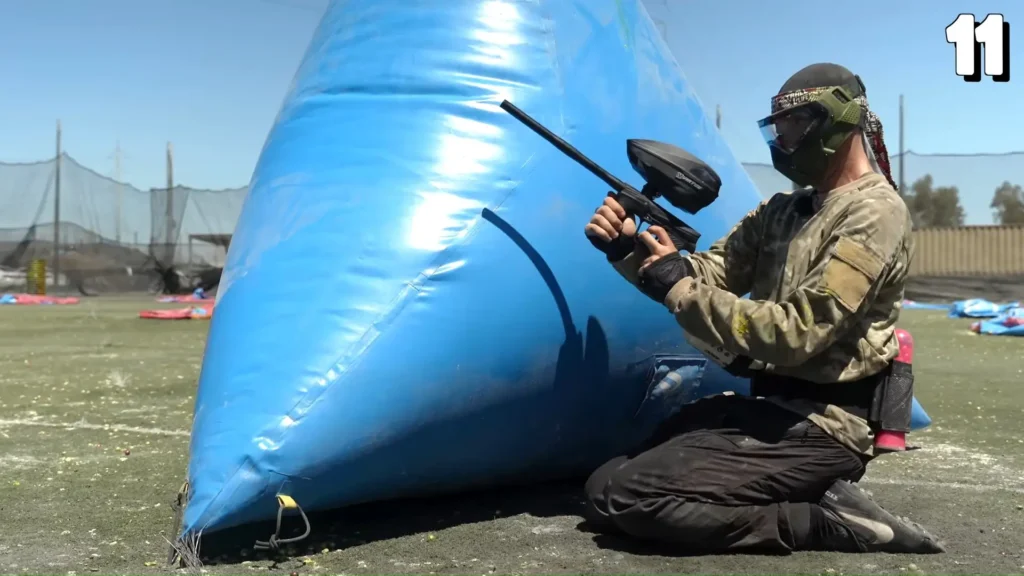 A group of players teamed up for a paintball game
