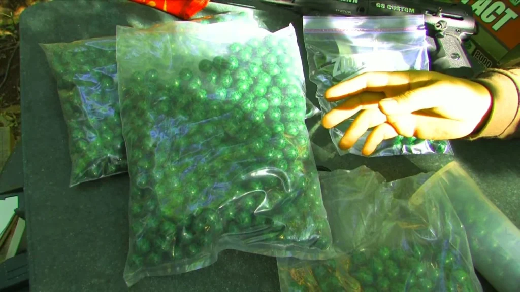 Rotating a bag of paintballs so they stay round