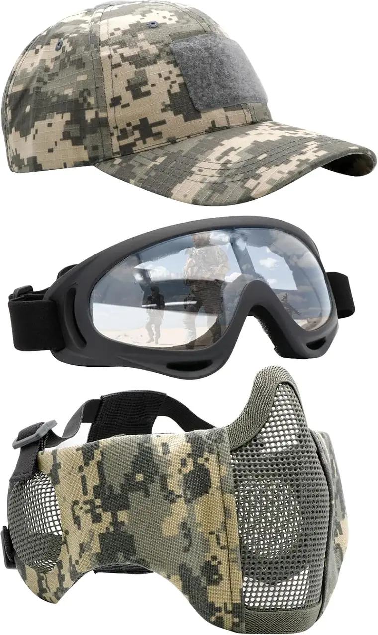 Foldable Airsoft Mesh Mask With Goggles